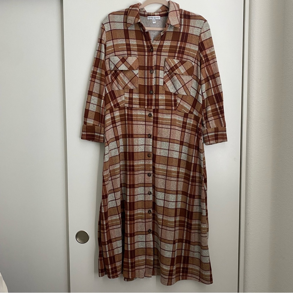 Plaid Button-Up Dress